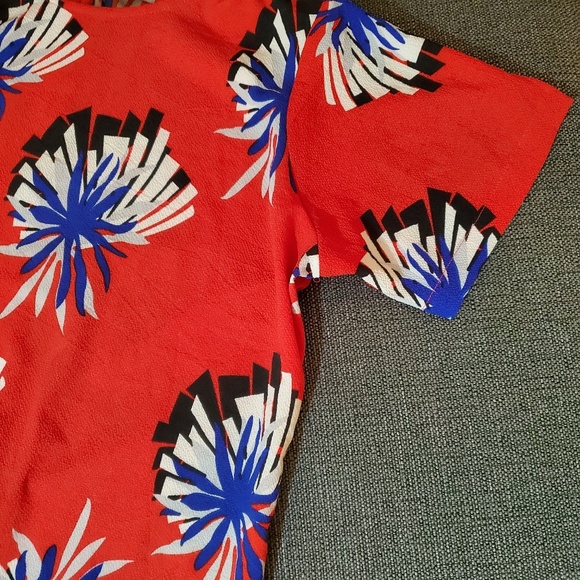 Plus Red Orange Floral Dress Size 14 - Picture 7 of 8